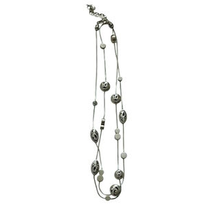 Brighton Necklace Silvertone 36" Long chain Hearts Swirls Charms Romantic